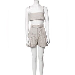 Matthew Bruch Linen Ruffle Embellishment Short Set